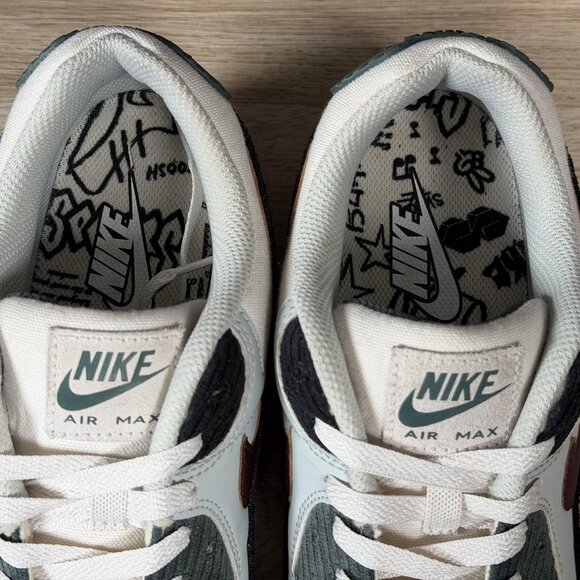 Nike Air Max 90 PRM Shoes Mens Size 9.5 White Black Burgundy Sneakers FV6059-001 - Picture 7 of 10